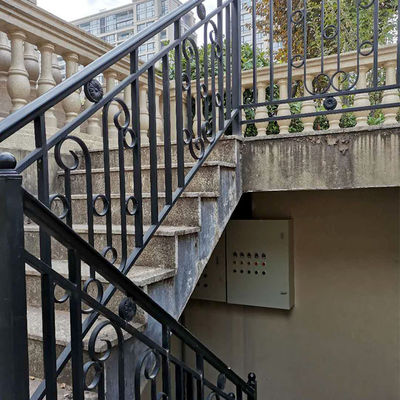 Modern Apartment Wall Mounted Wrought Iron Stair Railing Handrail Bar for Home Design