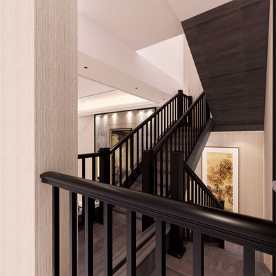 Wall Mounted Wooden Stair Railing for Modern Design Steel Balcony and Aluminium Railing