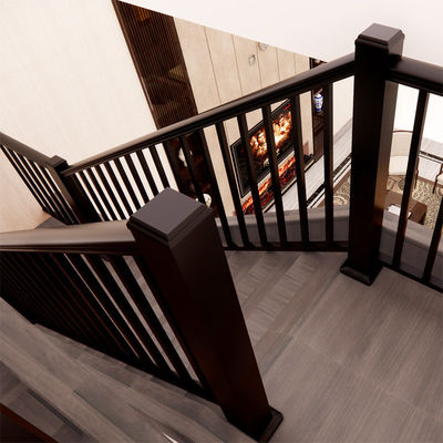 Wall Mounted Wooden Stair Railing for Modern Design Steel Balcony and Aluminium Railing