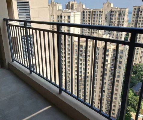 Apartment French Iron Staircase Railing with Wall Mounted Metal Handrails Balustrade