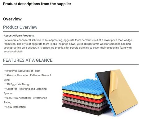 14-60kg/m3 Density Modern Design Sound Absorption Foam for Studio Soundproofing