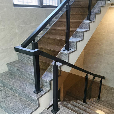 Modern Design Style Wall Mounted Staircase Tempered Glass Railing with Post Baluster