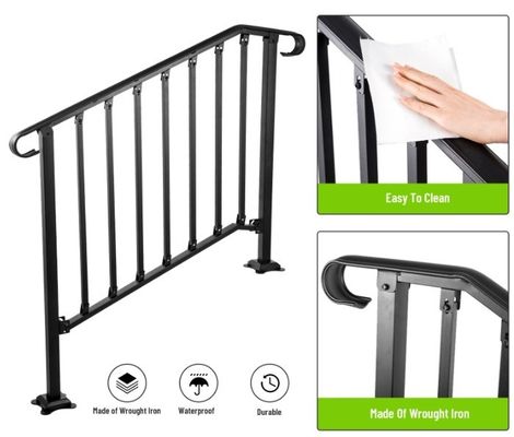 Stylish Indoor Stair Guardrail Iron Riser Flooring Balustrades Balcony Steel Railing