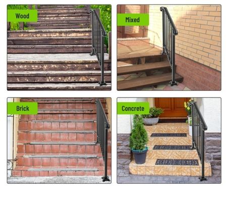 Stylish Indoor Stair Guardrail Iron Riser Flooring Balustrades Balcony Steel Railing