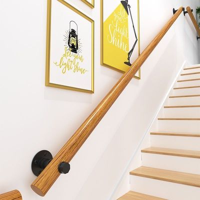 Modern Design Against The Wall Indoor Loft Elderly Railings Wooden Stairs Handrails