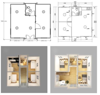Expandable Folding Container 20ft/40ft 2 Bedrooms Prefab Villa with Customized Color